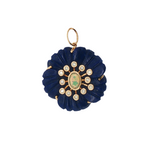 Celestine Bloom Fleur de Charme Pendant in 14K Yellow Gold with Lapis, Opal, and Diamonds by Elyzian Fine Jewelry