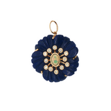 Celestine Bloom Fleur de Charme Pendant in 14K Yellow Gold with Lapis, Opal, and Diamonds by Elyzian Fine Jewelry
