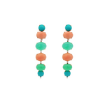 Pair of earrings with turquoise and pink coral and chrysoprase with diamond accents