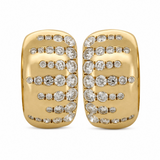 14k Yellow Gold Cigar Band Huggies with Diamond Accents