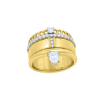 Diamond Chain Edge Cigar Band Ring in 14K Yellow Gold by Elyzian – front view