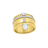 Diamond Chain Edge Cigar Band Ring in 14K Yellow Gold by Elyzian – front view
