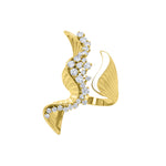 Detailed view of the Diamond and Enamel Wave Statement Ring in 14K Yellow Gold by Elyzian