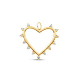 Diamond Accent Outlined Heart Charm in 14K Yellow Gold
