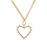 Diamond Accent Outlined Heart Charm in 14K Yellow Gold