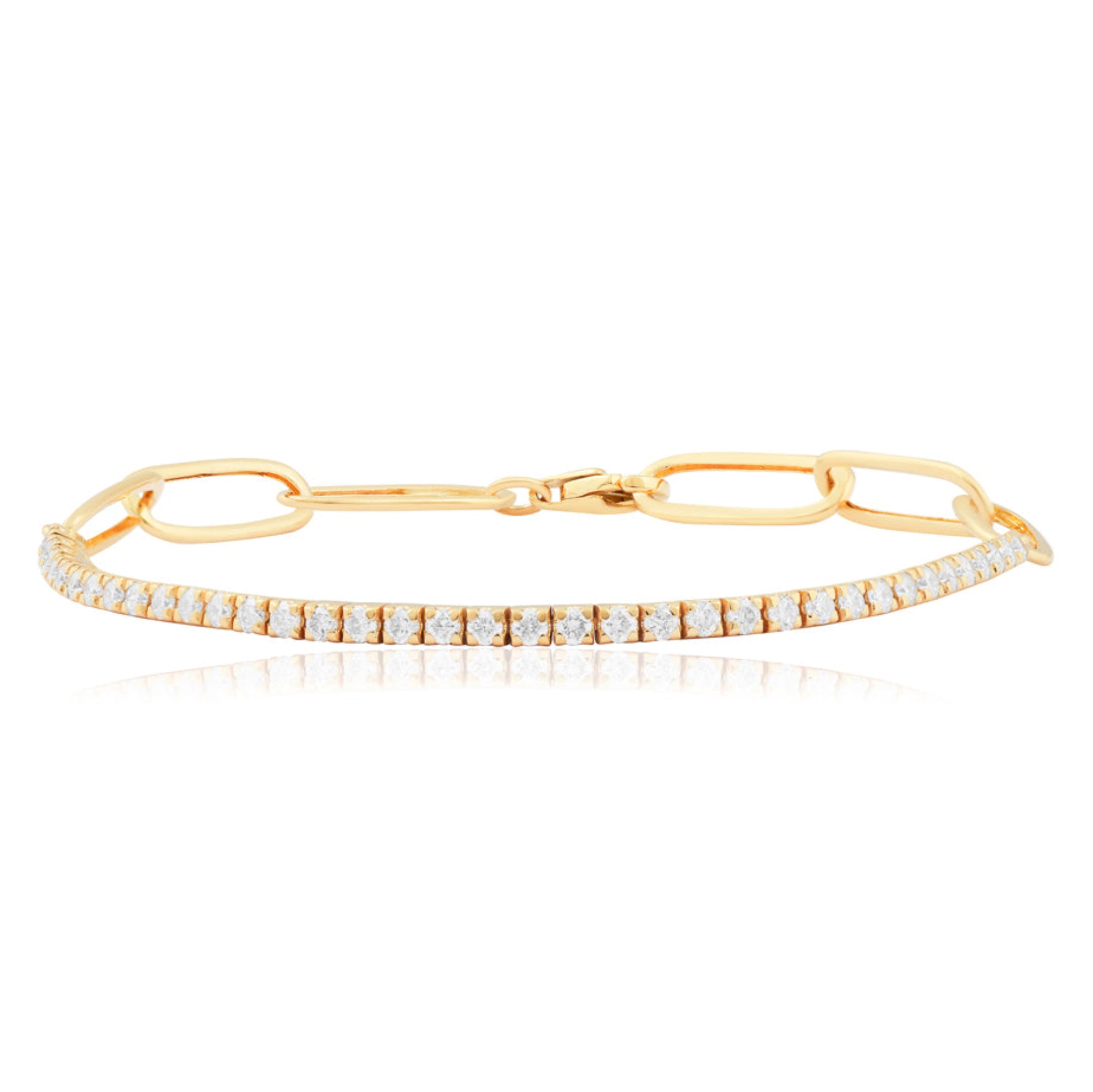 Diamond Paperclip Tennis Bracelet in 14K Yellow Gold by Elyzian