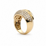 Diamond Pavé Crossover Bombé Ring in 14K Yellow Gold detail of side
