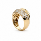Diamond Pavé Crossover Bombé Ring in 14K Yellow Gold detail of side
