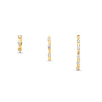Small, medium, and large Diamond Prong Set Huggie Hoop Earrings in 14K Yellow Gold by Elyzian – front view