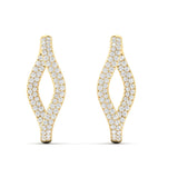 Dual Tone Inside-Out Pavé Diamond Squiggle Hoop Earrings in 14K Gold by Elyzian
