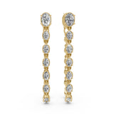 Oval Diamond Dangling Chain Stud Earrings