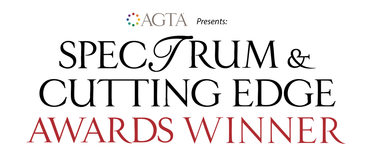 Text indicating 'Spectrum & Cutting Edge Awards Winner' with AGTA logo on a white background