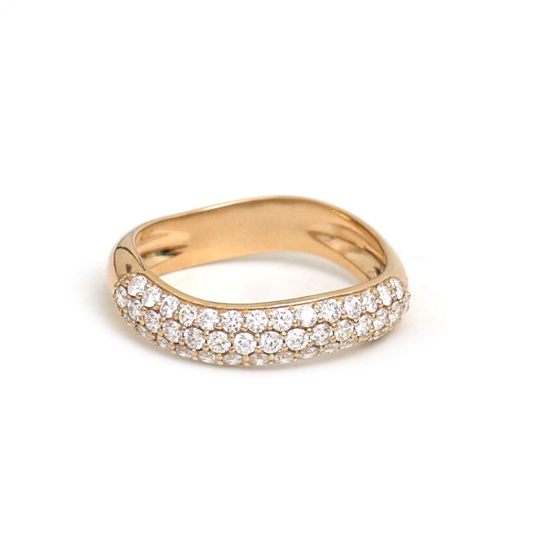 Elyzian Wave Pave Diamond Ring in 14k Gold 