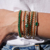 Yellow Gold Emerald and Diamond Bangle in 14K