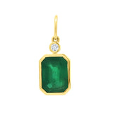 Zambian Emerald Pendant with Diamond Accent in 14K Yellow Gold, made to order
