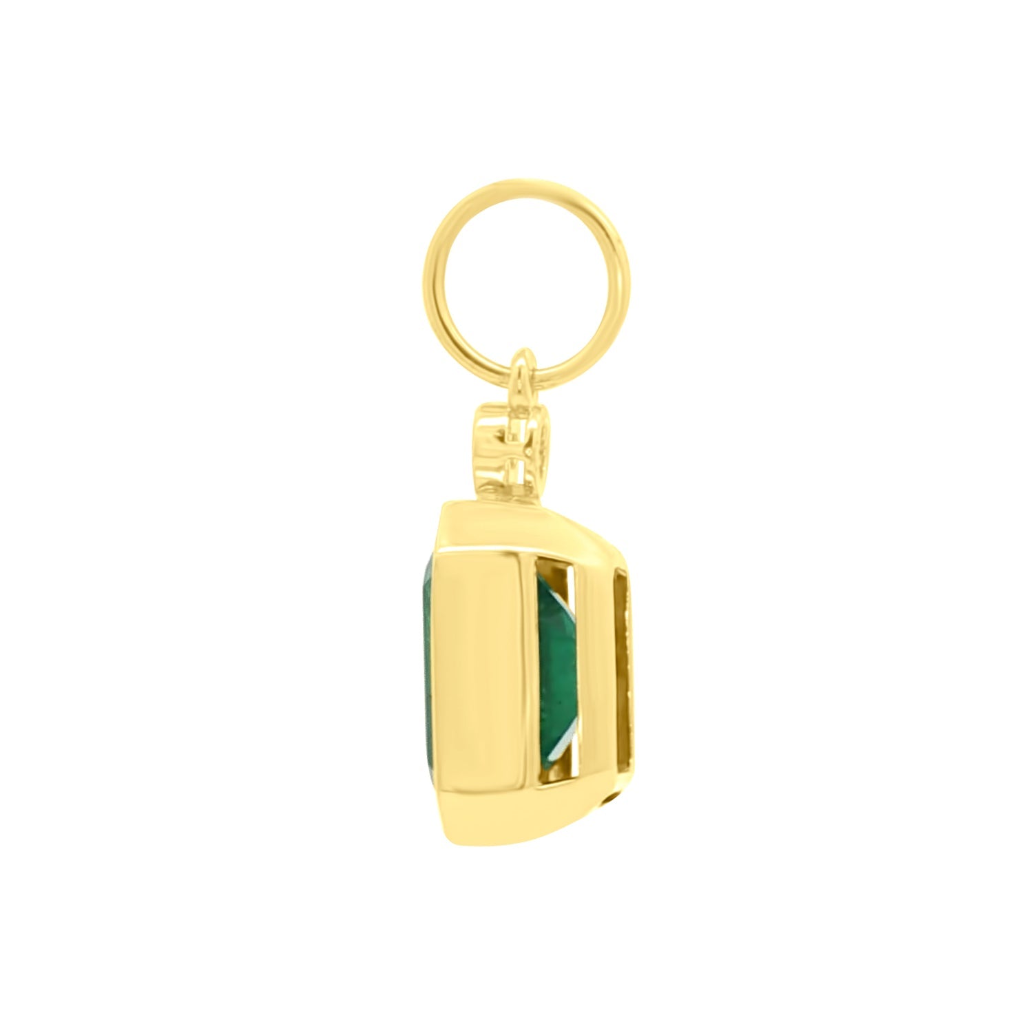 Zambian Emerald Pendant with Diamond Accent, side view