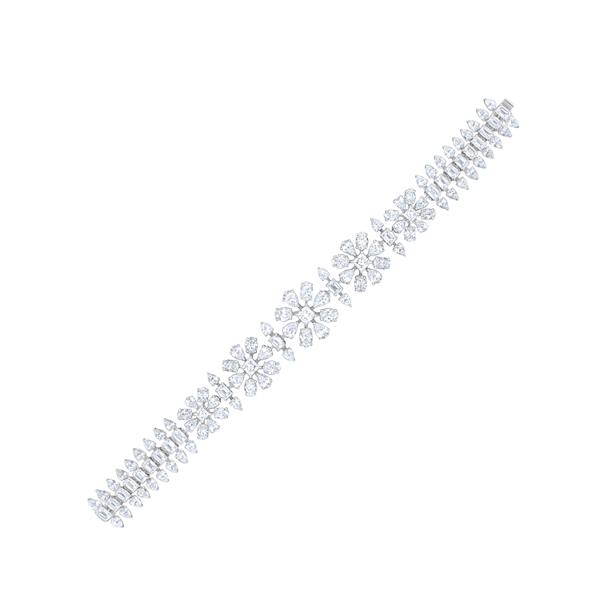 Elyzian lab diamond  floral motif bracelet on a white background