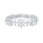 Elyzian Lab Dimond Floral Motif Bracelet in 14k White gold. 