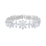 Elyzian Lab Dimond Floral Motif Bracelet in 14k White gold. 