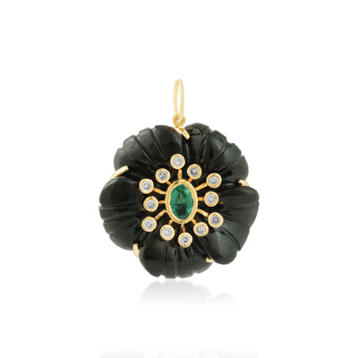 Noir Botanique - Fleur de Charme Pendant