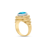 Orbit Blue Zircon Ring in Dual-Tone 18K Gold