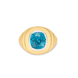 Orbit Blue Zircon Ring in Dual-Tone 18K Gold
