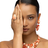 Convertible Coral & Diamond Drop/Stud Earrings in 18K Yellow Gold