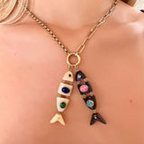 Poisson Pendant in Opal and Turquoise
