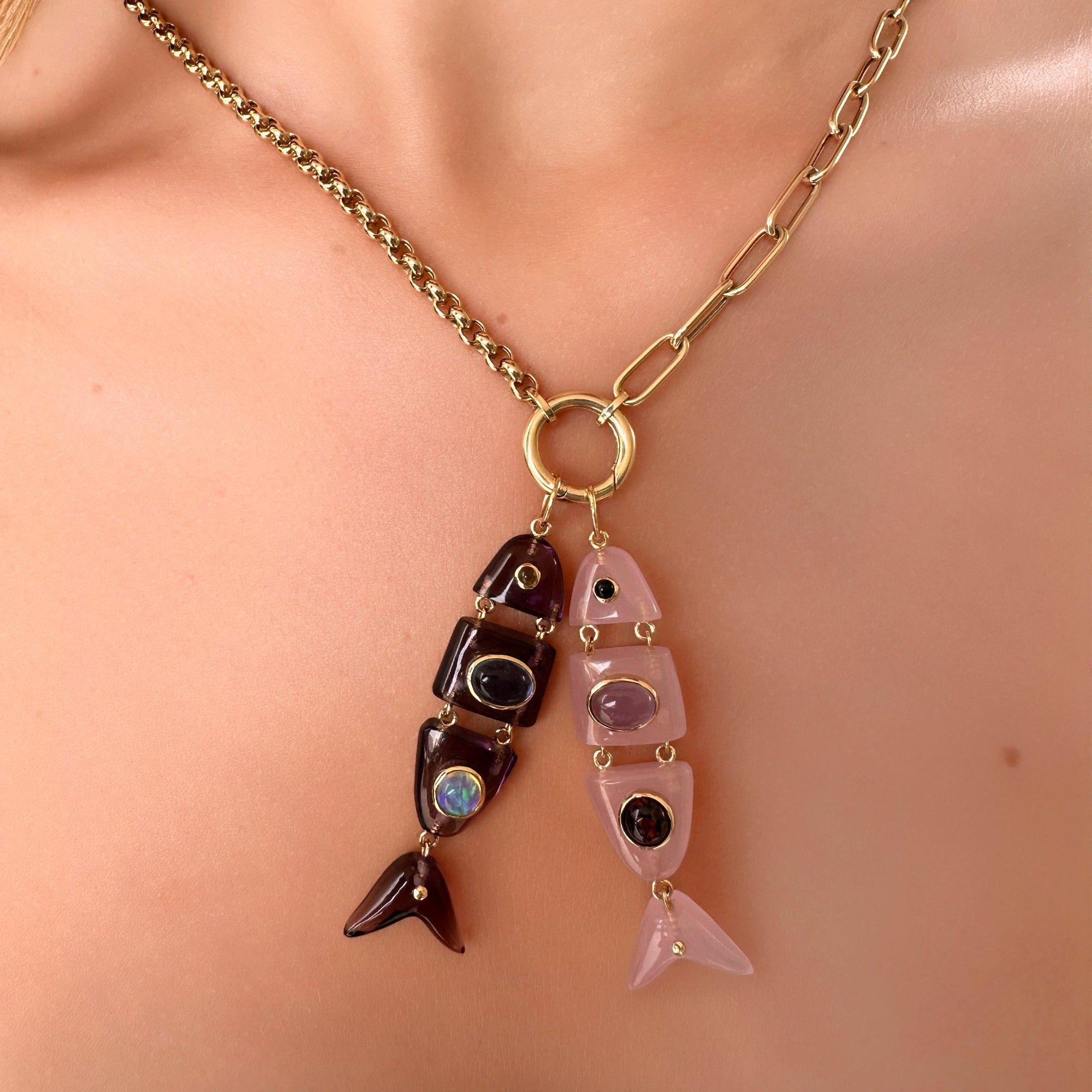 Elyzian Fine Jewelry Poisson Pendant  set in 14K yellow gold