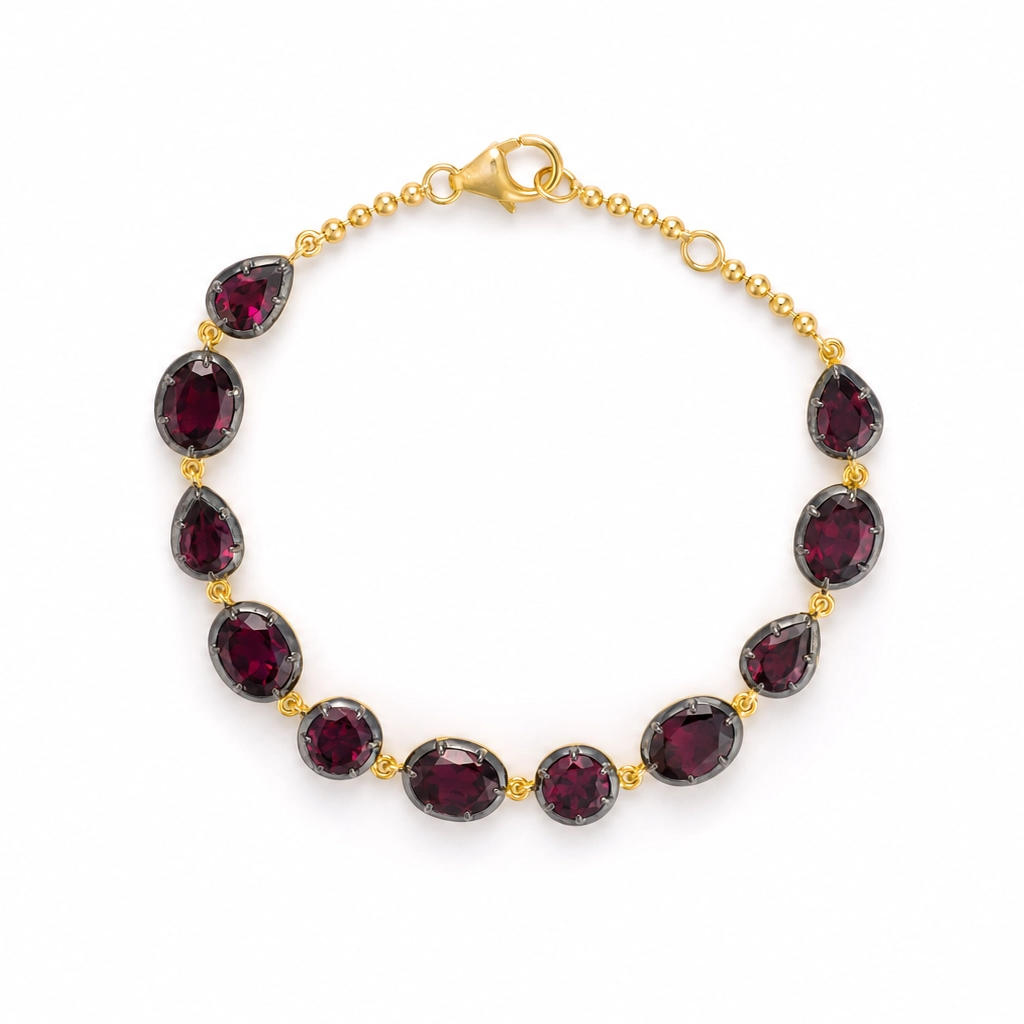 Elyzian Rhodolite Garnet Bracelet in 18k Yellow Gold 