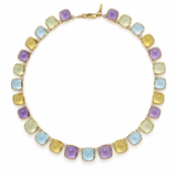 Sugarloaf Gemstone Necklace with Citrine, Amethyst, and Topaz