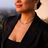 Modeled image of Elyzian's Bezel Set Tsavorite Tennis Necklace 