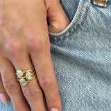 Tri-Shape Bezel Set Illusion Diamond Ring in 14K Gold