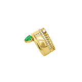 Side view of Emerald and Diamond Chain Edge Cigar Band Ring in 14K Yellow Gold by Elyzian