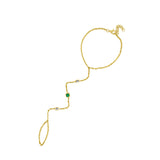 Emerald and Diamond Hand Chain in 14K Yellow Gold by Elyzian