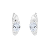 Fluted Huggie Earrings with Lab-Grown Oval Diamonds in 14K White Gold by Elyzian