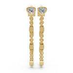 Heart-Shaped Bezel Set Diamond Stud Chain Earrings in 14K Yellow Gold by Elyzian