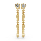 Heart-Shaped Bezel Set Diamond Stud Chain Earrings in 14K Yellow Gold by Elyzian