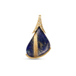 Detailed shot of Helios Lapis-Backed Rutilated Quartz & Diamond Pendant in 18K Yellow Gold by Elyzian