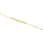 Round Bezel Set Illusion Diamond Paperclip Tennis Bracelet in 14K Yellow Gold