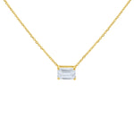 Lab diamond emerald cut bezel set pendant necklace by Elyzian Fine Jewelry
