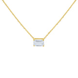 Lab diamond emerald cut bezel set pendant necklace by Elyzian Fine Jewelry