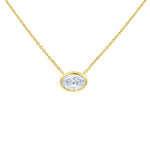 Lab diamond oval bezel set pendant necklace by Elyzian Fine Jewelry

