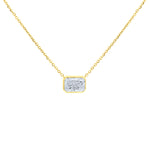 Lab diamond radiant bezel set pendant necklace by Elyzian Fine Jewelry