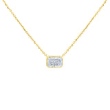 Lab diamond radiant bezel set pendant necklace by Elyzian Fine Jewelry