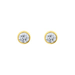 Lab diamond round bezel set stud earrings in 14k yellow gold by Elyzian Fine Jewelry

