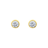 Lab diamond round bezel set stud earrings in 14k yellow gold by Elyzian Fine Jewelry

