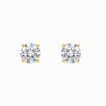 front view Lab-Grown Diamond Four-Prong Stud Earrings in 14K Yellow Gold by Elyzian Fine Jewelry