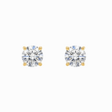 front view Lab-Grown Diamond Four-Prong Stud Earrings in 14K Yellow Gold by Elyzian Fine Jewelry