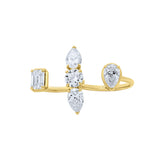 Lab-Grown Diamond Mixed Shape Two Finger Ring in 14K Yellow Gold by Elyzian Fine Jewelry